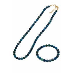 Naszyjnik + bransoletka z kamieni [agat morski] - MF4105352